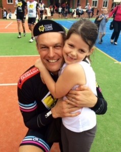 My daughter Charlotte and I at a school visit.