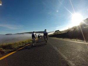 Setting off from Corryong in fog this morning.
