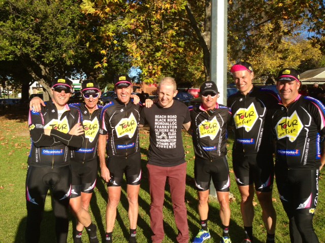 Team Officeworks with, centre, Guest Rider Nathan Jones.