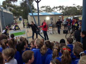 Presenting a cheque for $10,000 to TDC at the BorderTown school.  With Mark Beretta in Red Jacket.