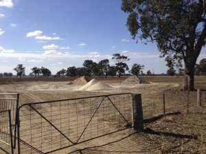 Travelling through dry farming country on way to Benalla, Vic