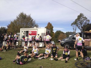 Lunch stop.  The Food van and coffee van always were ready to fuel the riders 