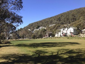 Lunch in the park at Thredbo after 3000 m of climbing