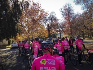 The end of the ride! Just getting ready to ride up past Parliament House, the fanfare at Regatta Point, and big hugs from our families.